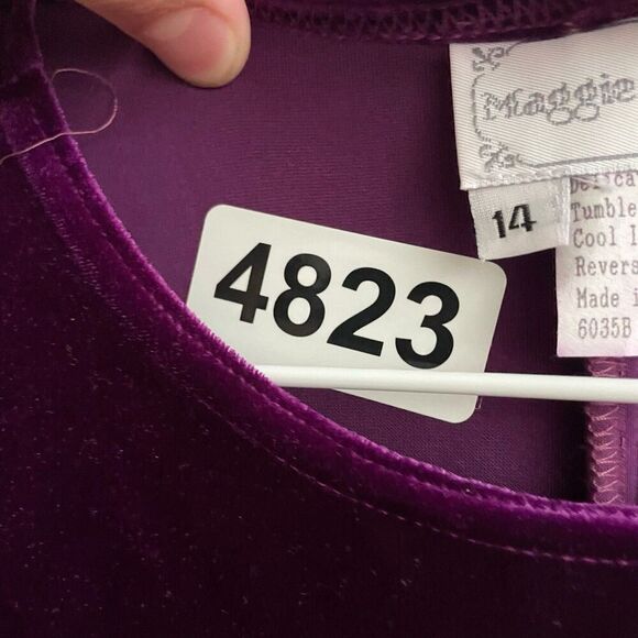 Vtg Maggie Breen Girls Purple Velvet Dress 14 Maxi Formal Holiday Plum Party - Picture 8 of 9